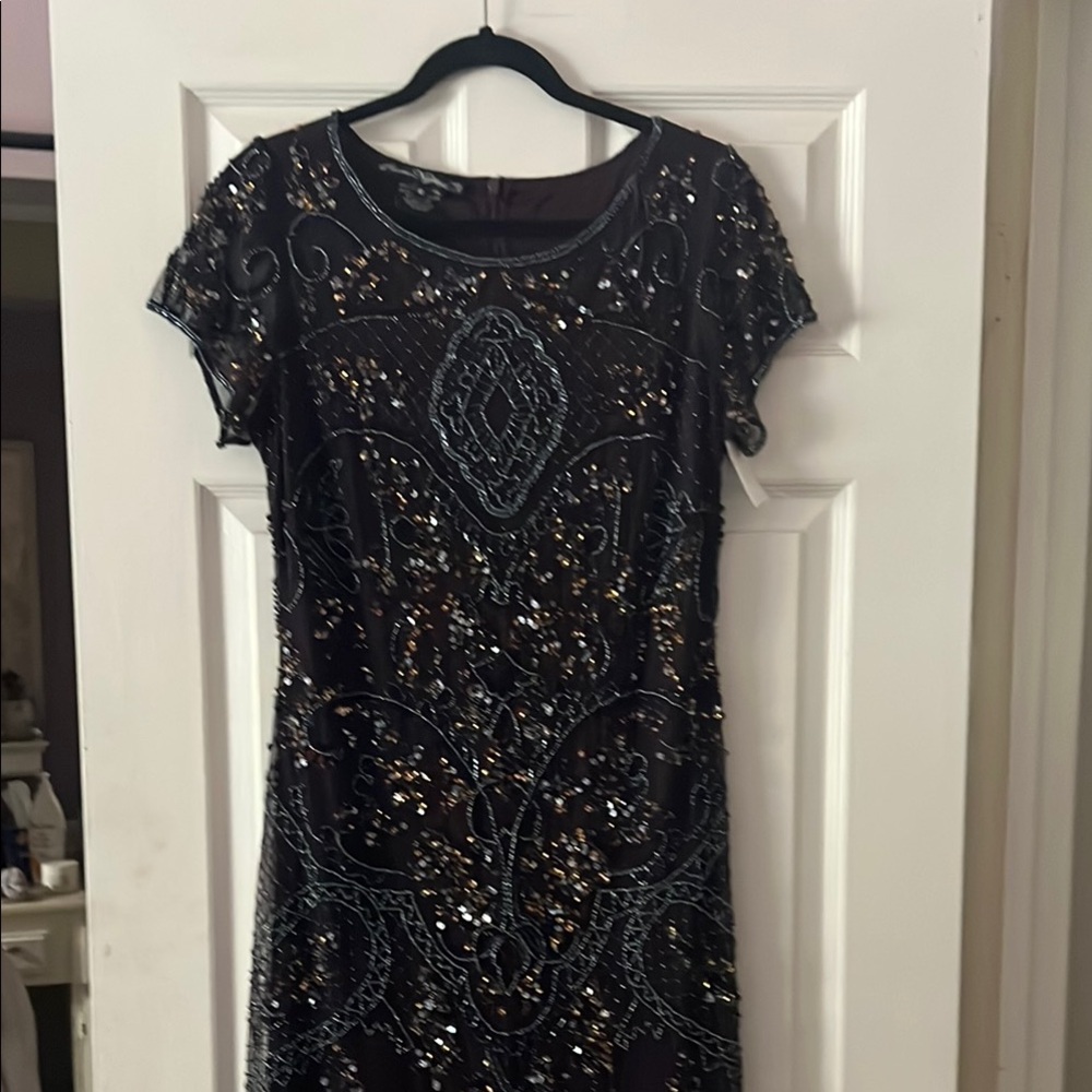 Pisarro Nights Elegant Wine Burgundy Beaded Gown